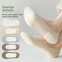 Chaussettes pour femmes tricotées antidérapantes, modèle bateau, avec talon antidérapant, fines pour l'été, en coton, semelle en soie glacée, coupe basse