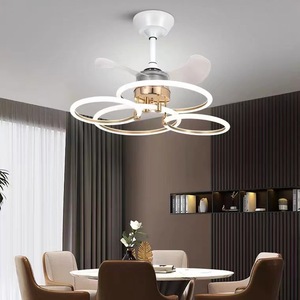 Ventilateur de plafond LED à moteur AC de luxe nordique, 5 pales, lampe en verre moderne, télécommande, éclairage décoratif pour la maison, intensité variable - Product Image 6