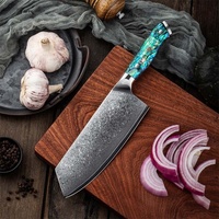 7 Inch Japanse Damascus Keuken Koksmes Cuchillos Santoku Messen Voor Vlees Groentefruit