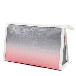 Custom Logo Luxury Waterproof Leather Make Up Bag Cosmetics Pouch Bags Beauty Case