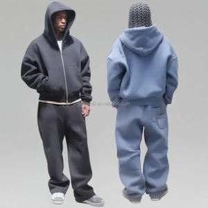 Qianshi 500 Gsm survêtement coupe-vent survêtement 100% coton Football polaire lourd surdimensionné Tech polaire hommes survêtements - Product Image 1