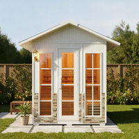 Sauna Uap Luar Ruangan Modern Berwarna Putih Kabin Sauna Kayu Ruang Sauna Uap di Halaman Belakang untuk 6 Orang