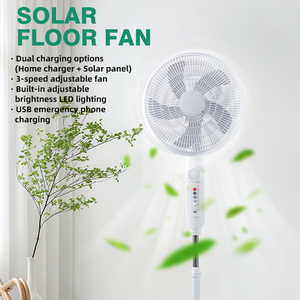 3 in 1 Portable <b>Rechargeable</b> Floor Fan Solar Powered <b>LED</b> <b>Lighting</b> 16 Inch 3 Speed Long Life Stand Fan Hot Selling YNSHY1607B Sol - Product Image 3