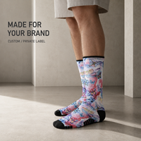 Chaussettes personnalisées OEM pour adultes, collection automne – Polyester/Nylon/Coton/Bambou/Laine, résistantes aux déchirures, séchage rapide, impression numérique intégrale 360°