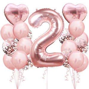 Décorations de fête d'anniversaire 1-9 ans, ensemble de ballons rose gold, ensemble de ballons en feuille d'aluminium - Product Image 3