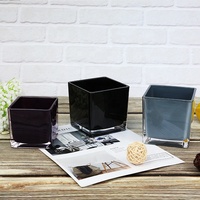 Vases carrés en verre transparent écologiques modernes, vente en gros, couleur personnalisée blanc/noir, pour hydroponie, bouche large, pour mariage