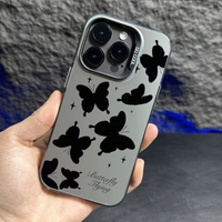 Élégante Coque de Protection Anti-Rayures Papillon Miroir de Maquillage Intégré pour iPhone 16 15 17 Pro Max 14 13 12