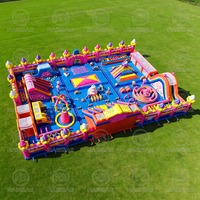 Parc de jeux gonflables géant à thème rose, avec gâteau géant, pour l'extérieur, grand parc commercial de trampolines, grand château gonflable combiné