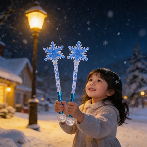 Varita Mágica de Copo de Nieve Navideño con Luz Estelar, Varita de Copo de Nieve LED con Patrón de Copo de Nieve y Purpurina, para Teatro de Colores de la Princesa de la Suerte - Product Image 6