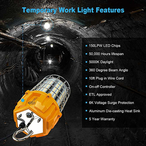 Lampe de travail portable pour chantier, série de lampes à maïs à connexion temporaire, pour atelier de menuiserie, faible éblouissement - Product Image 5