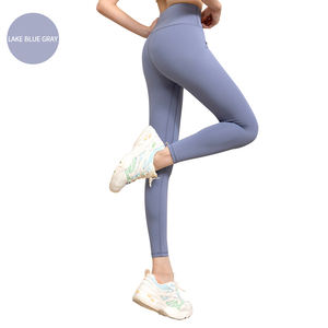 OEM Pantalon de yoga serré tricoté d'entraînement taille haute personnalisé sans couture Leggings solides de yoga pour le fitness - Product Image 5