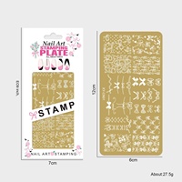 Plaque de tamponnage pour nail art multi-motifs Papillon Fleur Forêt en acier inoxydable doré, outil de manucure DIY