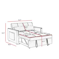 Canapé-lit convertible moderne en velours gris avec design pliable, dossier réglable, 3 options de longueur, portable pour salon
