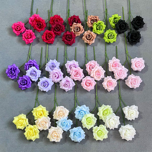 Bouquet de fleurs artificielles en tissu plastique, rose diamant à trois têtes, décorations de mariage, accessoires pour la maison - Product Image 2