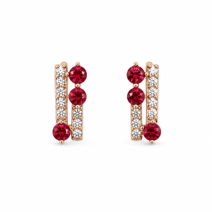 Pendientes UM Jewelry 925 de plata con rubíes rojos cultivados en laboratorio y circonitas blancas para uso diario unisex. - Product Image 1