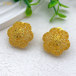 مجموعة مجوهرات فاخرة مطلية بالذهب ومطلية بالزهور قلادة وأقراط خاتم سوار يتضمن رائعة لحفل الزفاف والمناسبات الخاصة - Product Image 5