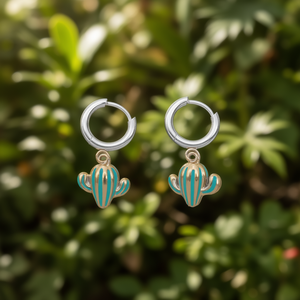 ต่างหูรูปกระบองเพชร ชุบทอง PVD สแตนเลสสตีล 316L เครื่องประดับจี้แฟชั่น - Product Image 3