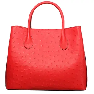 Fashion high quality style luxury real ostrich skin hadnbag luxury leather women tote bag handbag