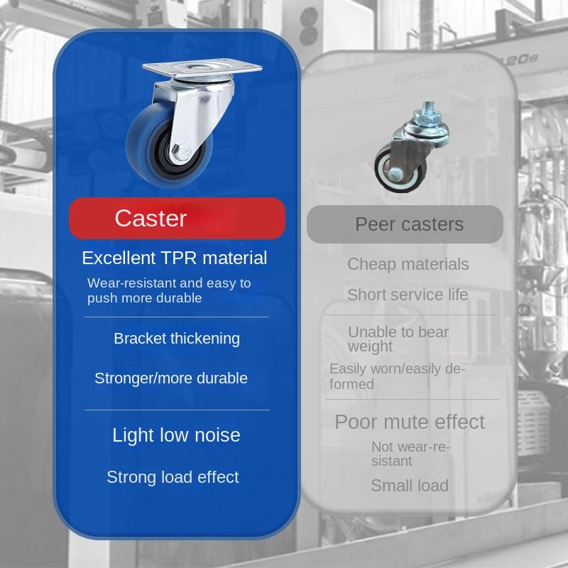 Medium-sized Silent Caster 34 5 Inch Low Noise Smooth Roller Processing Custom Blue High Elastic Universal Wheel Double Bearing