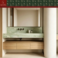 GOLDKING Moderner Grüner Onyx-Marmor Waschtisch Wandmontiert Einzelwaschbecken Mit Schublade für Villa-Apartment-Projekte