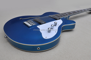 Guitare <span class=keywords><strong>basse</strong></span> électrique Flyoung à <span class=keywords><strong>5</strong></span> <span class=keywords><strong>cordes</strong></span>, corps semi-creux, style Side Hole, bleu métallisé - Product Image 4