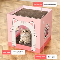 Lit pour chat en carton double, griffoir intégré, sans miettes, remplaçable, en carton ondulé épais, quatre saisons, luxe classique