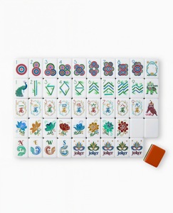Ensemble de jeu de Mahjong en acrylique à 4 couches, 160 tuiles de Mahjong américaines pour adultes, tuiles de Mahjong à dos orange, ensemble de voyage portable, vente en gros - Product Image 2