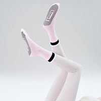 Nouvelles chaussettes de yoga double couche pour femmes, antidérapantes, pour Pilates, chaussettes longues pour le fitness, en coton pur, OEM Meias