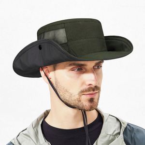 2025 New Arrival Spring Summer Breathable <b>Sunscreen</b> Bucket Hat Men Women Fast Dry Foldable Fishing Cowboy Hat with Strings - Product Image 5