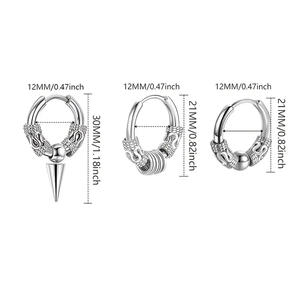 Pendientes de aro con púas de acero inoxidable con diseño de dragón para unisex, joyería para piercing, accesorio de moda para fiestas - Product Image 5