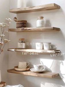 Estante de Pared de Madera Natural sin Pintar de 3 Niveles, Estilo Chic, para Almacenamiento de Cosméticos, Perfumes y <span class=keywords><strong>CDs</strong></span> - Product Image 2