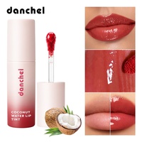 DANCHEL Teinte à lèvres hydratante effet gloss à l'eau de coco 5 teintes, longue tenue, résistante aux baisers