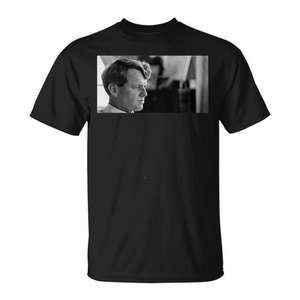 T-shirt Robert Kennedy en coton noir, unisexe, taille moyenne pour adulte, motif portrait politique - Product Image 1