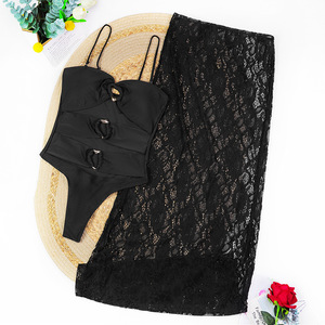 TW 2025 Sexy One Piece Cut Out Badeanzug für Damen mit Spitze Durchsichtiges Badekleid Bademode Beacher für Frauen - Product Image 3