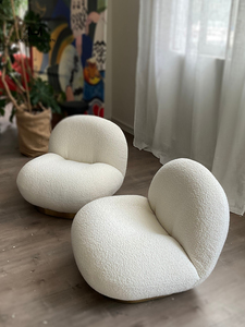 Fauteuil lounge moderne Marilyn en velours, chaise de salon moderne, siège en mousse souple, fauteuil rond blanc pour meubles de maison - Product Image 2