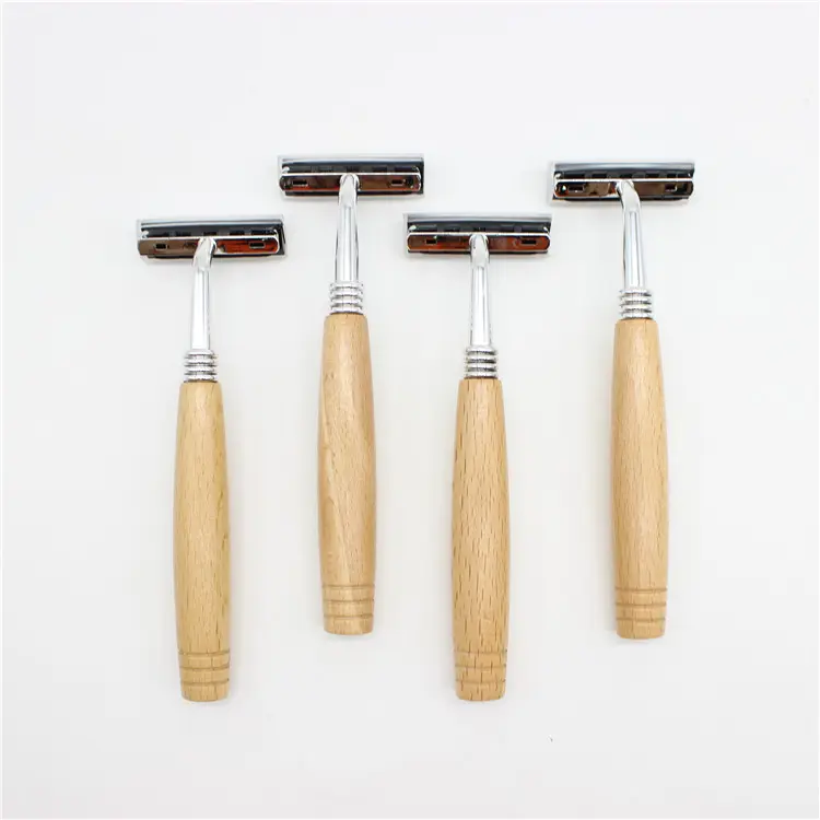 High quality environmental protection bamboo razor Private label disposable safety shaving bamboo handle razor