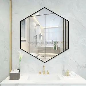 Fabbrica arredamento moderno specchio da parete con struttura in lega di alluminio poligonale per soggiorno mobili specchi da parete