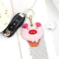Porte-clés en cuir en forme de crème glacée animale, motif dessin animé amusant, breloque pour clé de voiture, pendentif de sac pour couples, vente en gros
