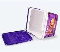 Boîte en plastique écologique avec logo personnalisé IML, emballage de cookies imprimé, stockage des aliments, boîtes en plastique pour biscuits, vente en gros