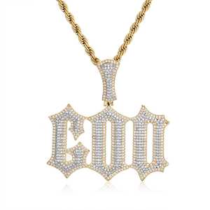 จี้ห้อยคอ Diy สั่งทำได้,สร้อยคอพร้อมจี้อักษรตัวต้นเพชรเต็มรูปแบบสไตล์ฮิปฮอป - Product Image 6