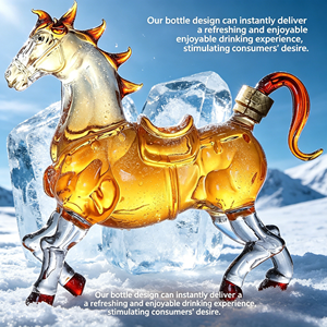 Botella de <span class=keywords><strong>Vodka</strong></span> y Whisky de Vidrio Borosilicato de 1 Litro con Forma de Caballo, con Tapón de Corcho y Calcomanía con Logotipo Personalizado - Product Image 4