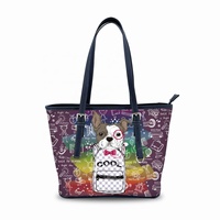 Sacs fourre-tout en PU de haute qualité à imprimé intégral, sac à main imperméable réutilisable et robuste avec fermeture à glissière