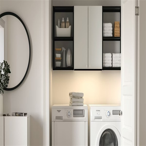 YALIG Armoire de buanderie moderne personnalisée avec panier intégré, meuble de rangement et vanité pour buanderie - Product Image 6