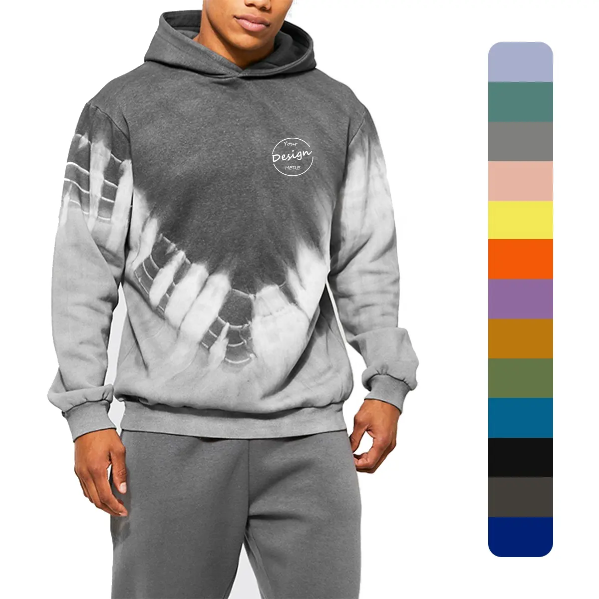 Bán Sỉ Áo Hoodie Chui Đầu Dáng Rộng Vừa Vặn Kiểu Pháp Thể Thao Mùa Đông Nặng Màu Gradient In Hình Tùy Chỉnh Trang Phục Đường Phố Cho Nam