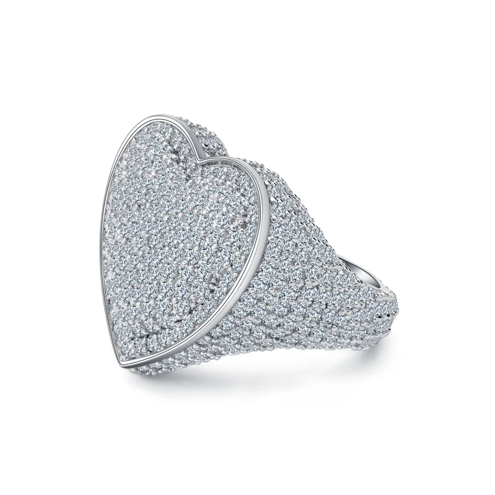 LIFTJOYS Fashion Jewelry Cubic Zirconia Pave Classic Large Heart Ring Ladies Jewellery For Wedding Party