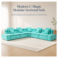Canapé modulaire en forme de U moderne avec revêtement en velours et couleurs personnalisables pour le salon, meubles de maison