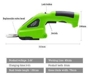 เครื่องตัดแต่งกิ่งไม้ไร้สาย 2-in-1 7.2V แบบพกพา สำหรับตัดหญ้าและพุ่มไม้ ใช้แบตเตอรี่ - Product Image 4