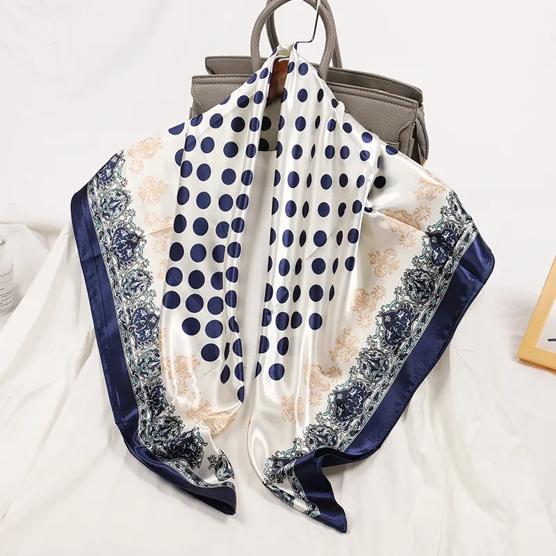 Lenço de cetim para mulheres de algodão personalizado, lenço de seda 100% chinês com impressão digital personalizada