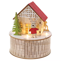 Nouveaux ornements de village en bois de Noël à LED Fournisseurs de décoration de fête de vacances de table artisanale