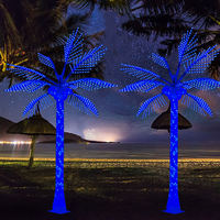 Benutzer definierte blaue LED-Palmen leuchte für Weihnachts ereignis party im Freien Strand landschafts dekor mit einstellbarer Höhe und Blatt design